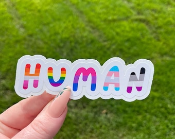 Sticker HUMAN Pride Colors - waterdichte vinylsticker LGBT-bondgenoot
