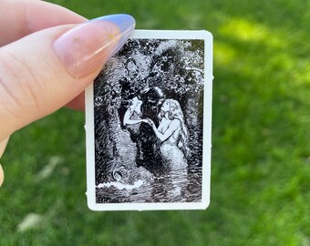 The Nymph Caught the Dryad in her Arms Sticker, Art Nouveau by H.R. Millar