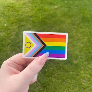 Drapeau de la fierté progressive, autocollant en vinyle imperméable LGBTQI+
