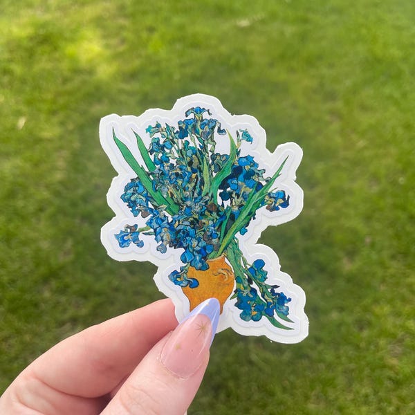 Van Gogh Irises Sticker: Waterproof Vinyl Art with Easy-Peel