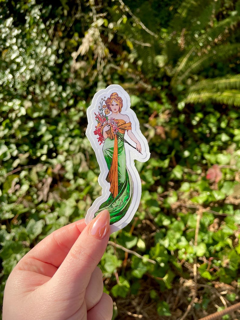 Spring, Waterproof Vinyl Sticker, Art Nouveau by Alphonse Mucha image 4