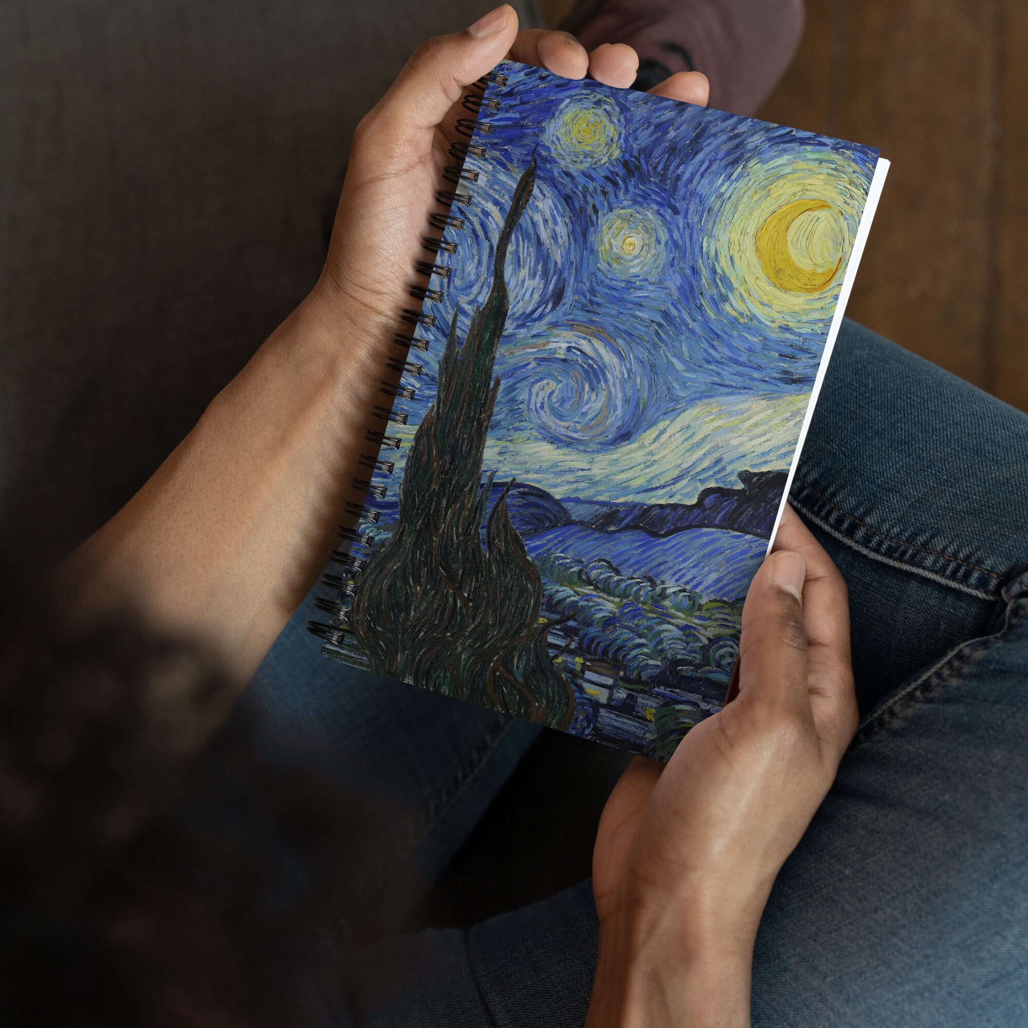 Simind Van Gogh Lot De 4 Carnets à Spirale A5 De 100 G/m², Papier épais à Couverture Rigide, 21,1 X 16 Cm, Esthétique, 160 Pages Lignées Pour L'école, Le Bureau