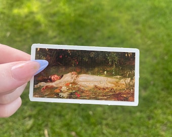 Ophelia Sticker, Waterproof Vinyl Sticker, Preraphaelite art by Friedrich Wilhelm Theodore Heyser.