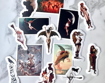 Witch Art Waterproof Sticker Pack: Spooky Girl Halloween Stickers