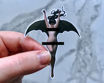 The Bat Woman, Die-Cut Waterproof Vinyl Sticker, Art painting by Albert Joseph Penot