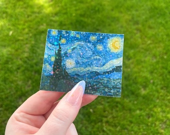 Holographic Starry Night Sticker, Waterproof Vinyl Sticker, Fine Art by Vincent Van Gogh