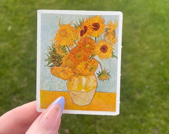 Vase with Twelve Sunflowers by Van Gogh, Waterproof Vinyl Sticker with easy-peel backing