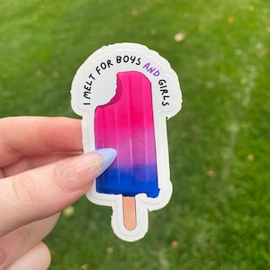 Bisexual Popsicle, I Melt for Boys and Girls, LGBTQ+ Waterproof Vinyl Sticker