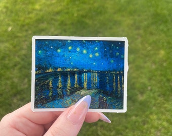 Starry Night Under the Rhone, Waterproof Vinyl Sticker, Expressionist Art painting by Vincent Van Gogh