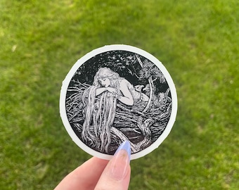 Wildrose in the Eagles Nest, Fairytale Illustration by H.J Ford, Waterproof Vinyl Sticker