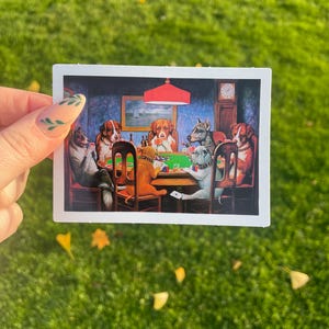 Dog's Playing Poker, Waterproof Vinyl Sticker, Fine Art by Cassius Marcellus Coolidge image 5
