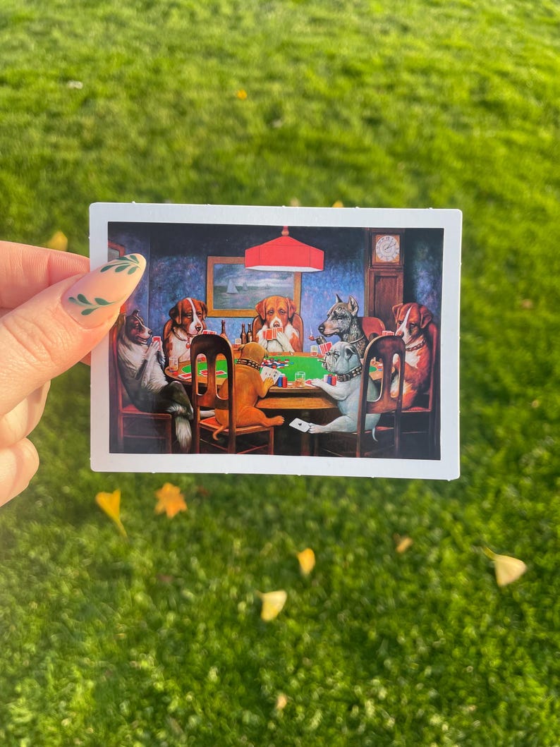 Dog's Playing Poker, Waterproof Vinyl Sticker, Fine Art by Cassius Marcellus Coolidge image 5