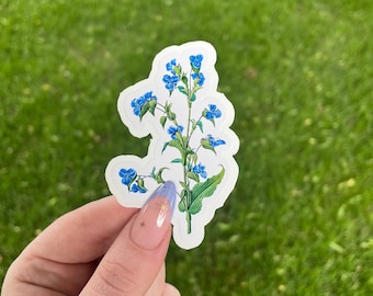 Blue Flower Sticker: Waterproof Vinyl Decal