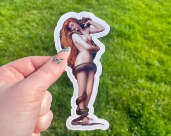 Lilith With a Snake, Cutout Waterproof Vinyl Sticker, Pre-Raphaelite Art by John Collier