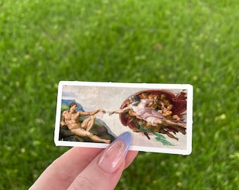 The Creation of Adam, Waterproof Vinyl Sticker, Renaissance Art painting by Michelangelo