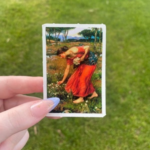 Narcissus Flowers, Waterproof Vinyl Sticker, Pre-Raphaelite Art by John William Waterhouse