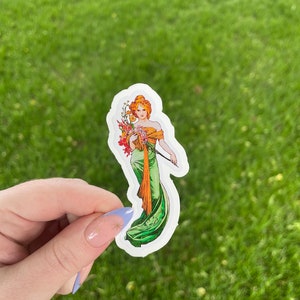 Spring, Waterproof Vinyl Sticker, Art Nouveau by Alphonse Mucha