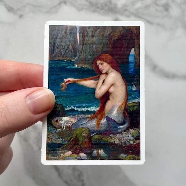 A Mermaid, Waterproof Vinyl Sticker, Pre-Raphaelite painting by John William Waterhouse