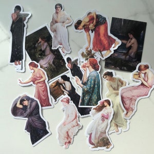 Pack d'autocollants pour femmes préraphaélites, 10 autocollants de peintures victoriennes classiques