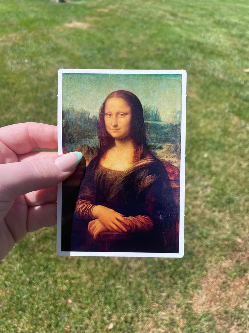 Adesivo Mona Lisa, arte renascentista de Leonardo de Vinci 5 inches