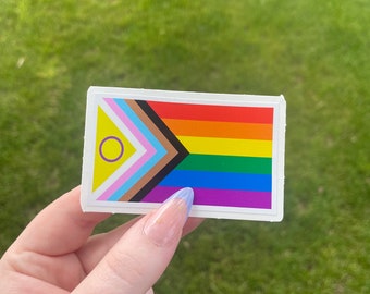 Inclusive Progressive Pride Flag, LGBTQ+ Waterproof Vinyl Sticker
