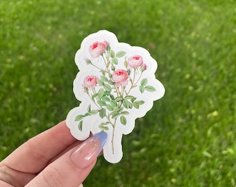 Pink Roses Sticker, Waterproof Vinyl sticker, Flower sticker