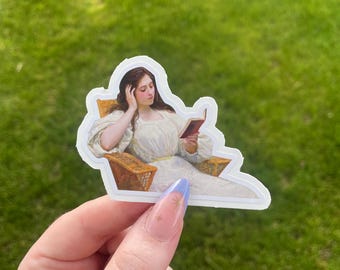 Young Woman Reading, by Victor-Gabriel Gilbert, Waterproof Vinyl Sticker, stickers for book lovers