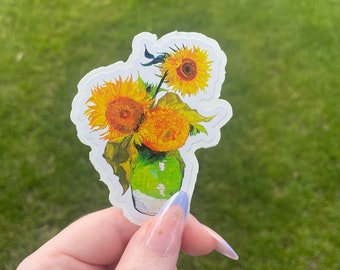 Sunflowers Sticker, First Rendition: Waterproof Vinyl Van Gogh Decal