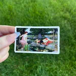 Echo and Narcissus, Waterproof Vinyl Sticker, Pre-Raphaelite painting by John William Waterhouse