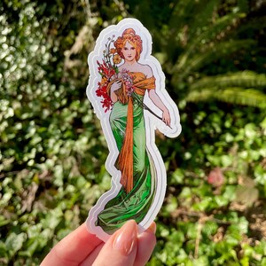 Spring, Waterproof Vinyl Sticker, Art Nouveau by Alphonse Mucha 5 Inches