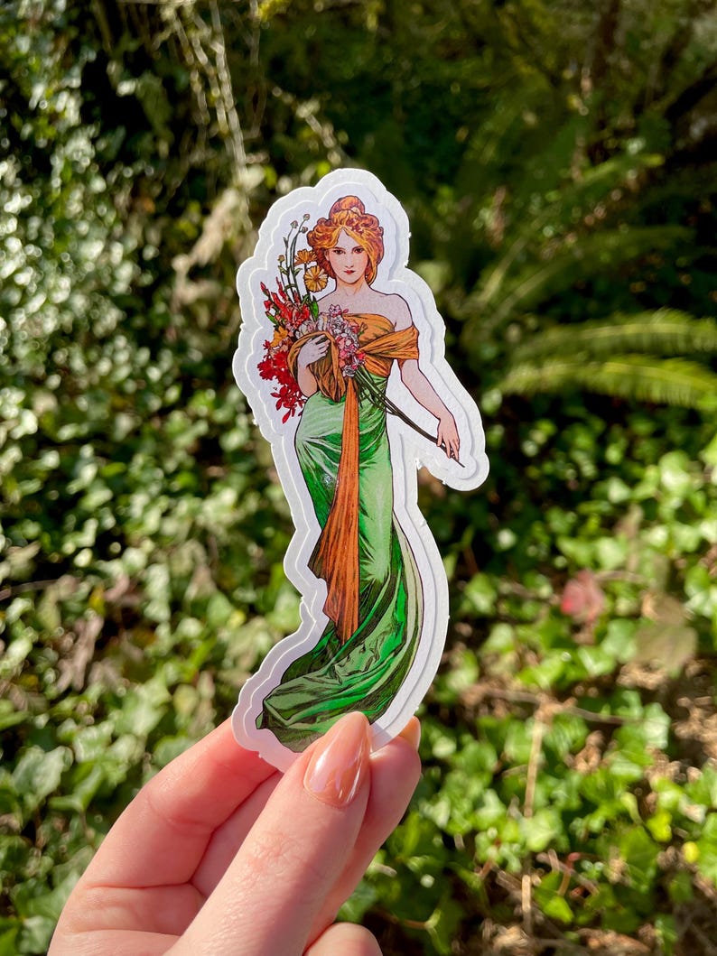 Spring, Waterproof Vinyl Sticker, Art Nouveau by Alphonse Mucha 5 Inches
