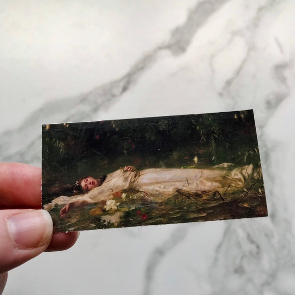 Ophelia Sticker, Waterproof Vinyl Sticker, Preraphaelite art by Friedrich Wilhelm Theodore Heyser.