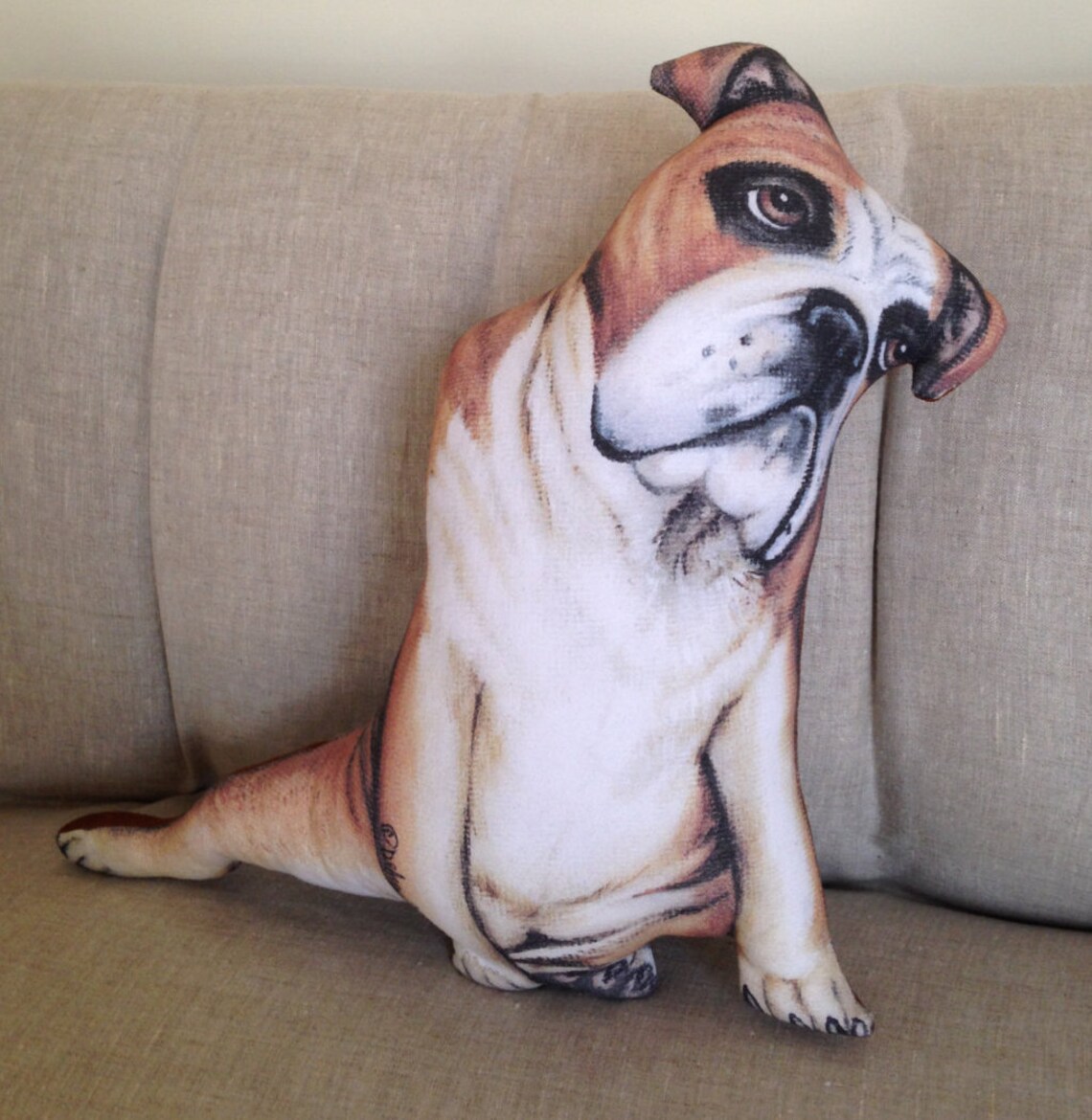Handmade Bulldog Pillow, Bulldog Throw Pillows, Dog Shaped Pillow