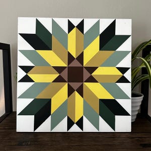 Barn Quilt - 30 x 30 cm - Sonnenblume - Indoor/Outdoor - Massivholz