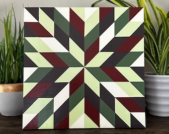 Mini Barn Quilt - 8 x 8 inches - Autumn Star - Indoor/Outdoor - Solid Wood