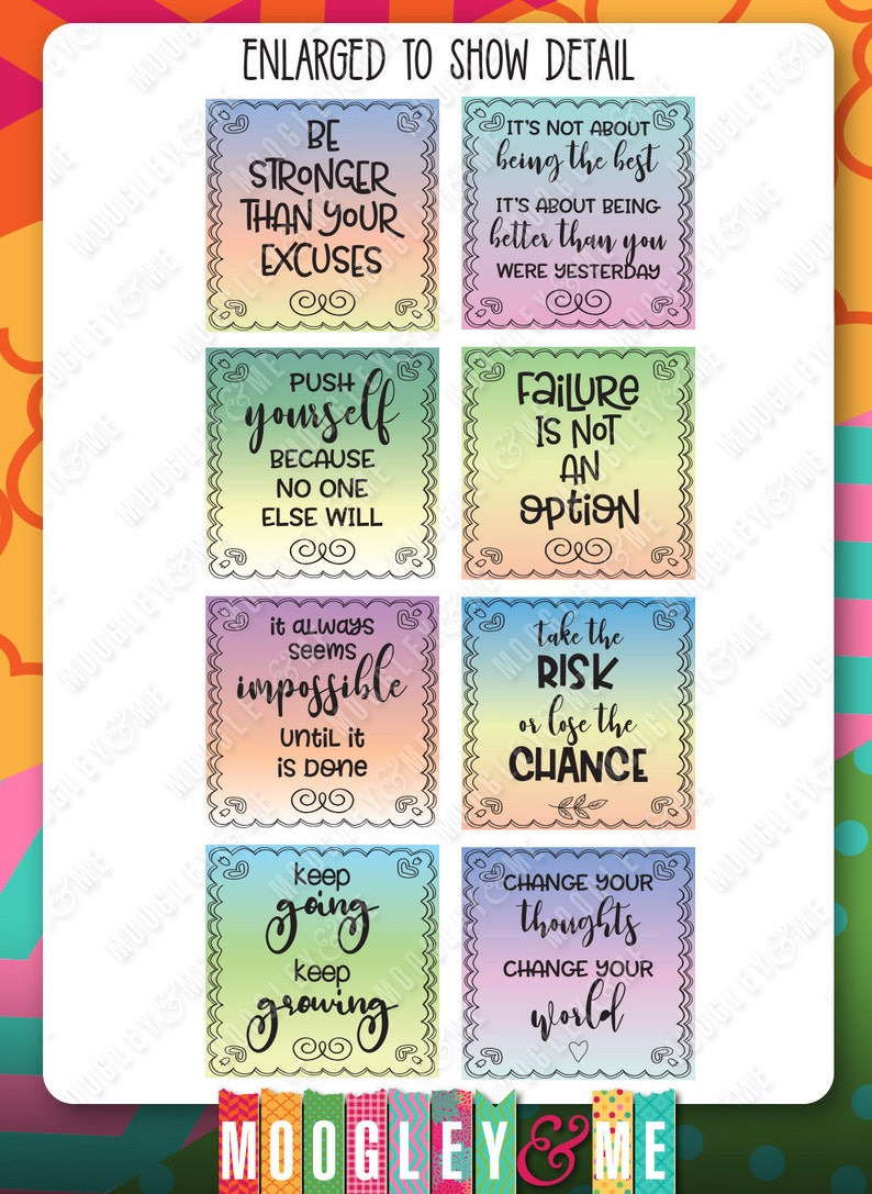Motivational Quote Planner Stickers for Horizontal or Vertical Etsy