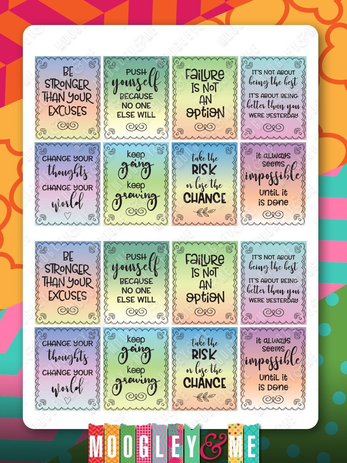 Motivational Quote Planner Stickers for Horizontal or Vertical Etsy