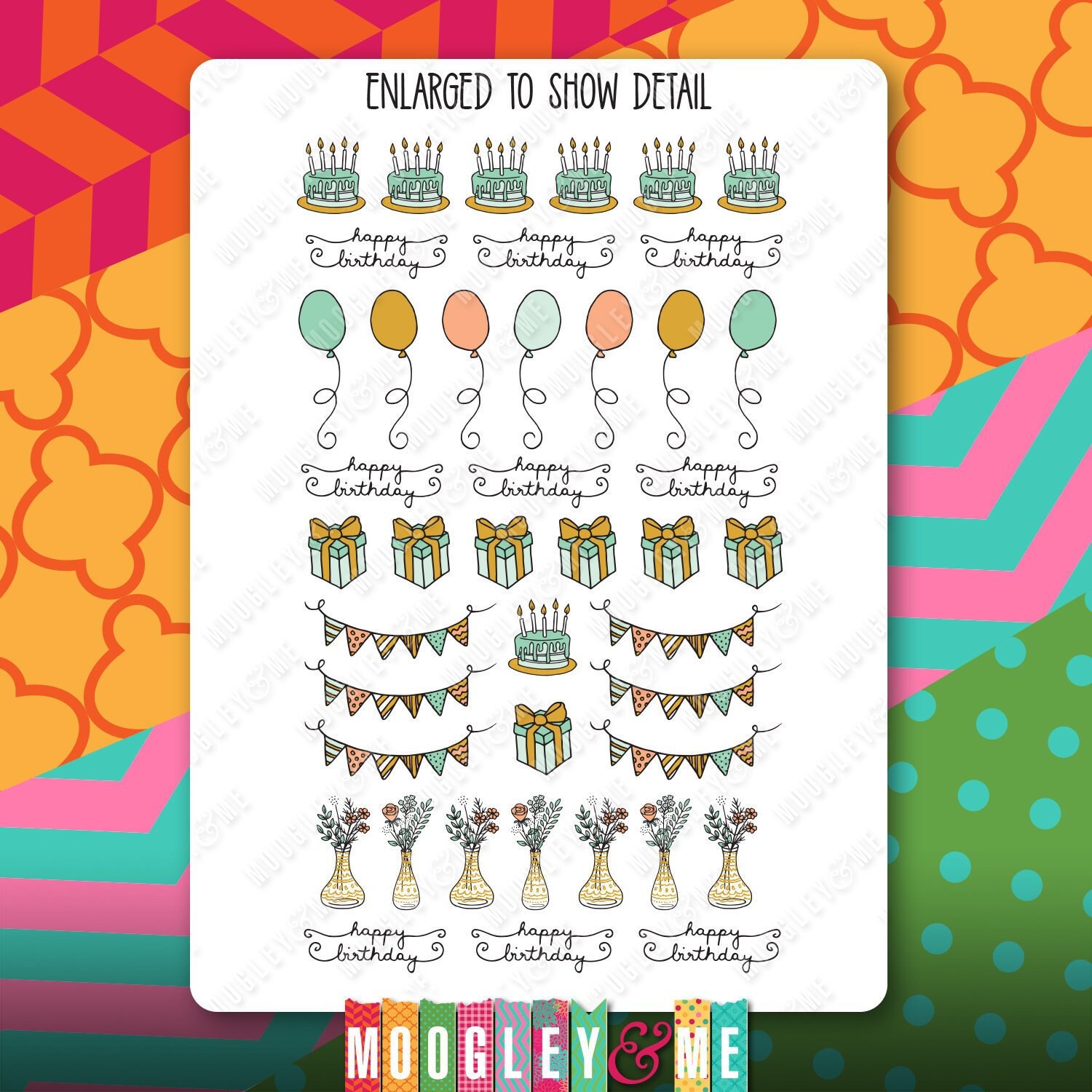 Birthday Planner Sticker Sheet For Your Horizontal Or Vertical Etsy