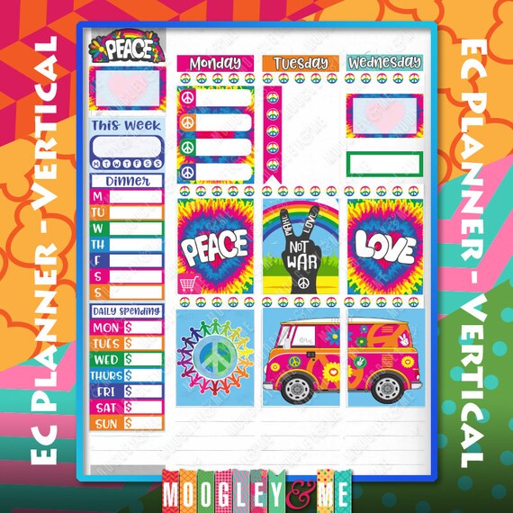 Happy Planner Peace Love Planner Sticker Kit for your Erin Condren Life ...