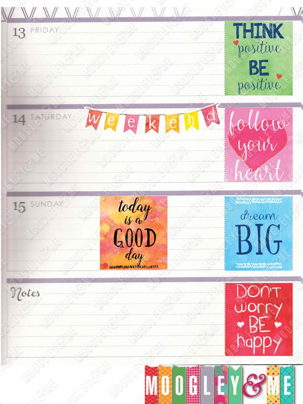 Watercolor Motivational Quote Planner Stickers for Horizontal Etsy