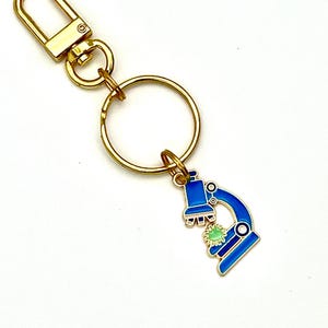 Microscope Virus Keychain | Custom Science Gift for Biologist, Lab Tech, Med Student | Enamel Microbiology Charm | Personalized STEM Keyring