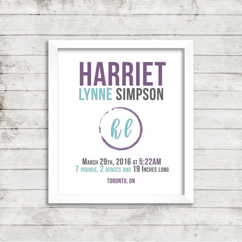 Printable Birth Stats Wall Art Birth Announcement Wall Art Modern birth stats Birth Stats Nursery Art