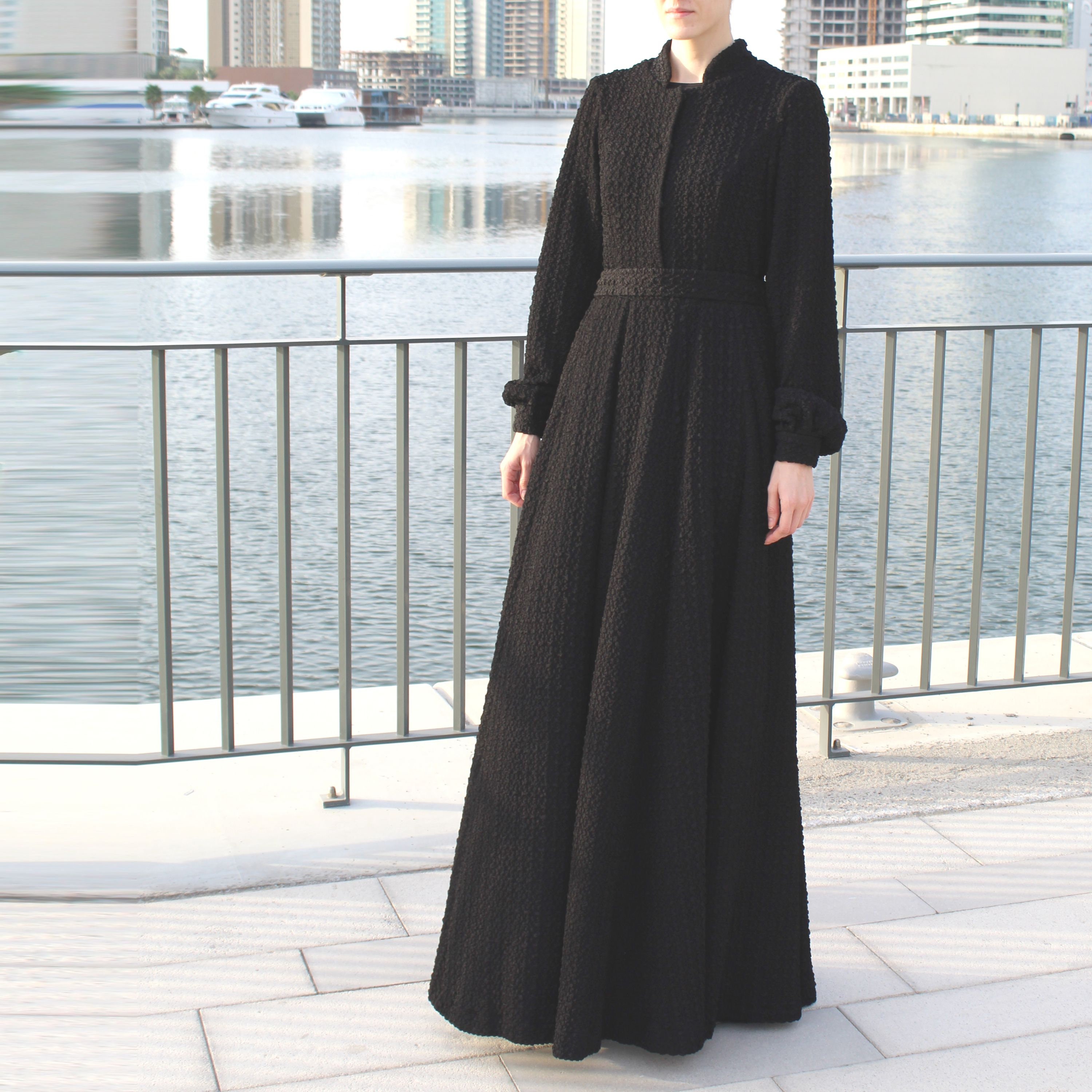 Black Fukuro Jersey Abaya Maxi Dress 