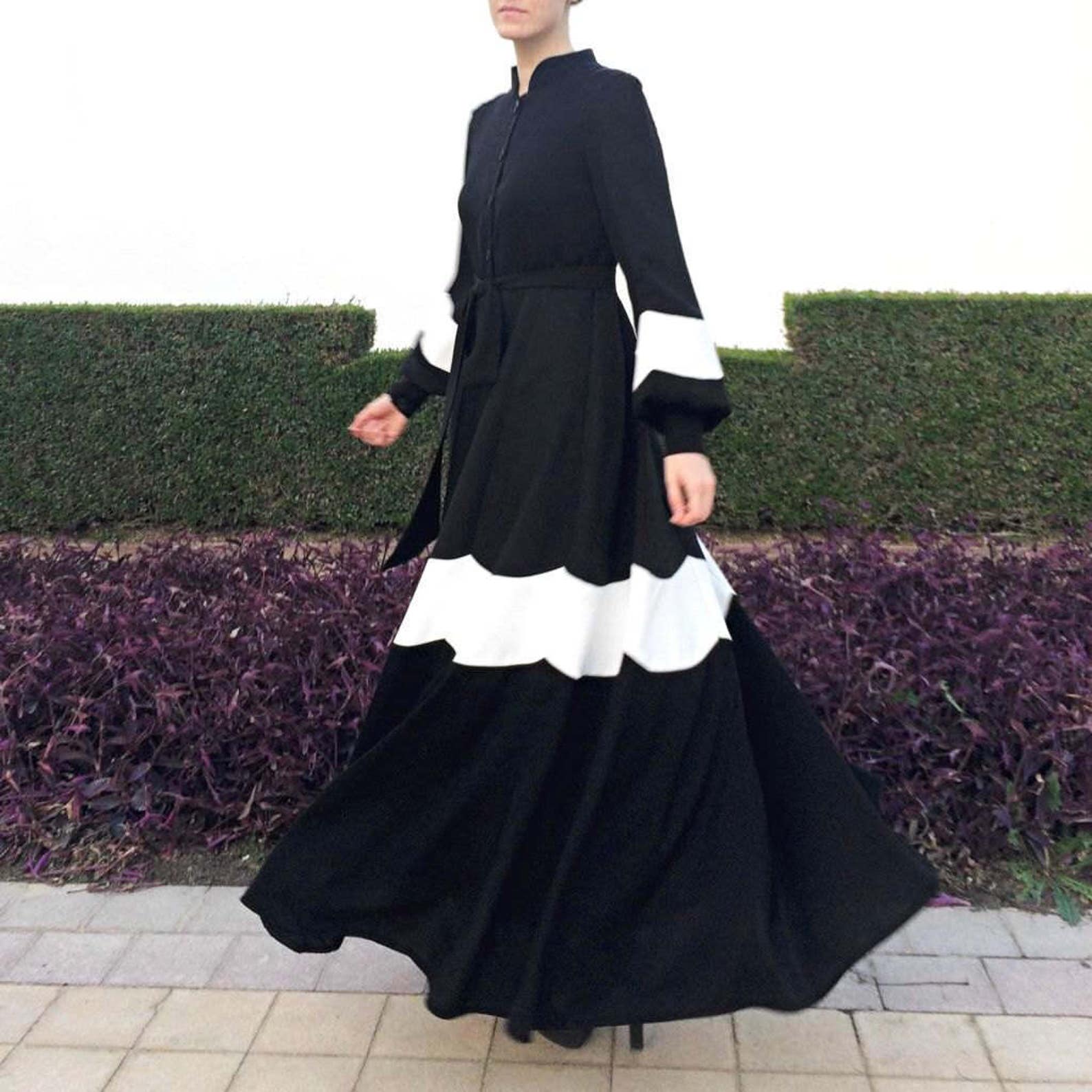 Daisy Dress Black / Plus Size Maxi Dress / Black White Long Etsy