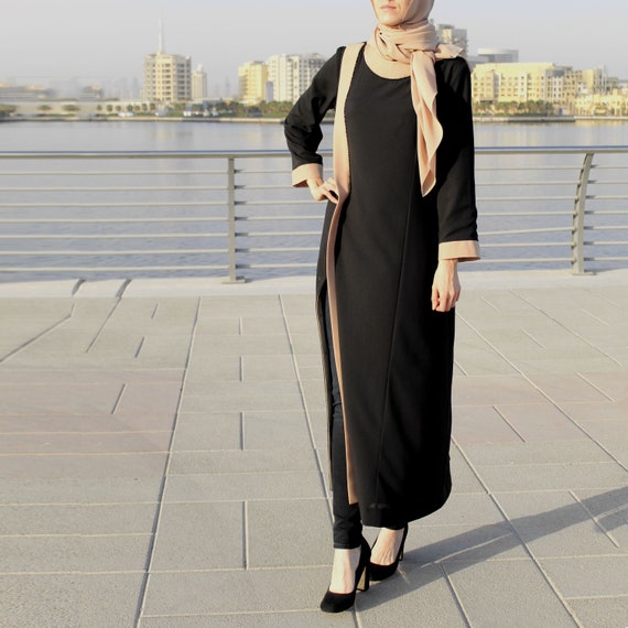 Black Pearl Full-length Abaya Decorated 