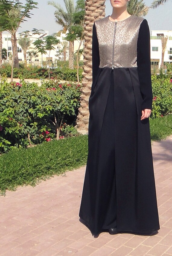 black open front abaya