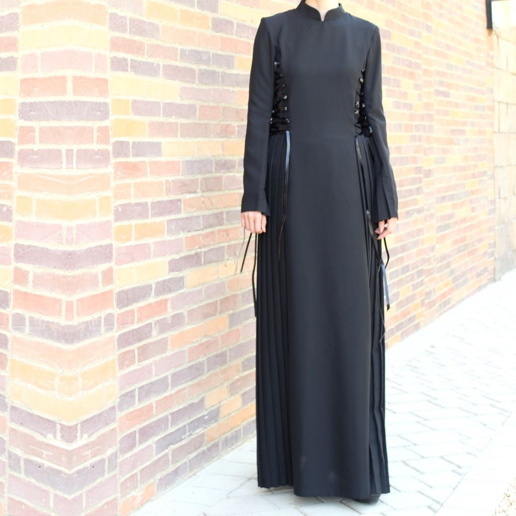 Black Lace up Maxi Dress / Plus Size Maxi Dress / Abaya Dress - Etsy