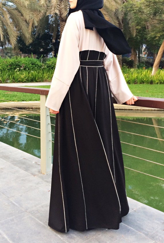 black open kimono abaya