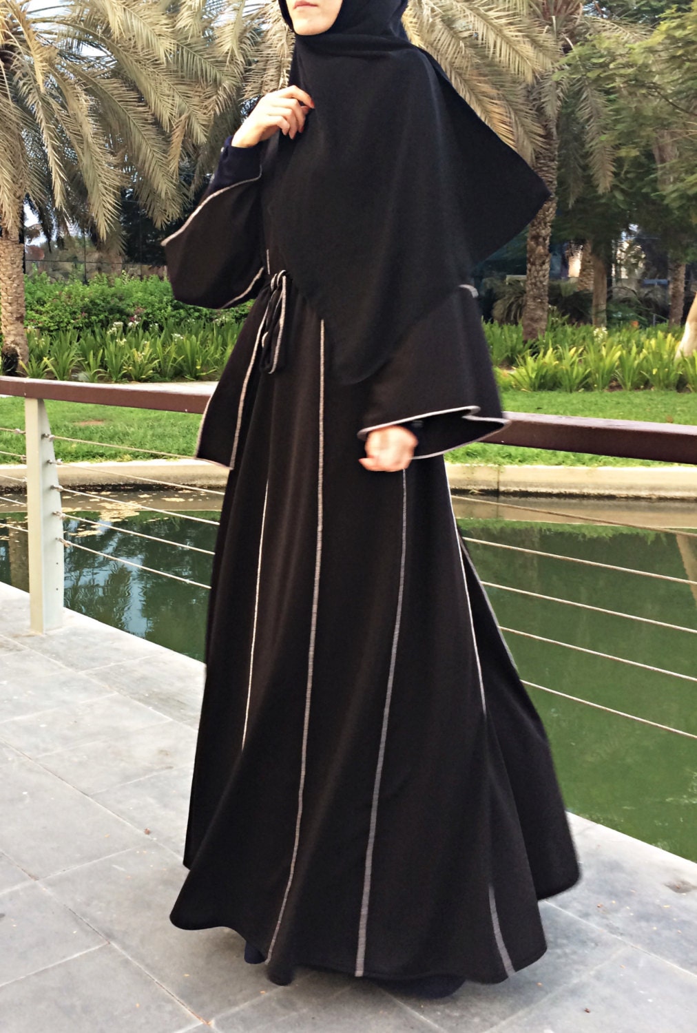 Agnes Gray Melbourne Rejsende Hemming Stitch Abaya With Panels Black / Plus Size Abaya / | Etsy UK