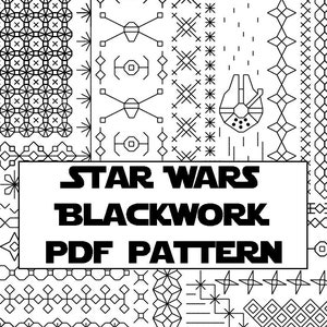 Star Wars Blackwork Embroidery Pattern | Digital Cross-Stitch PDF Pattern | Nerdy Geeky Blackwork Pattern | Instant Download